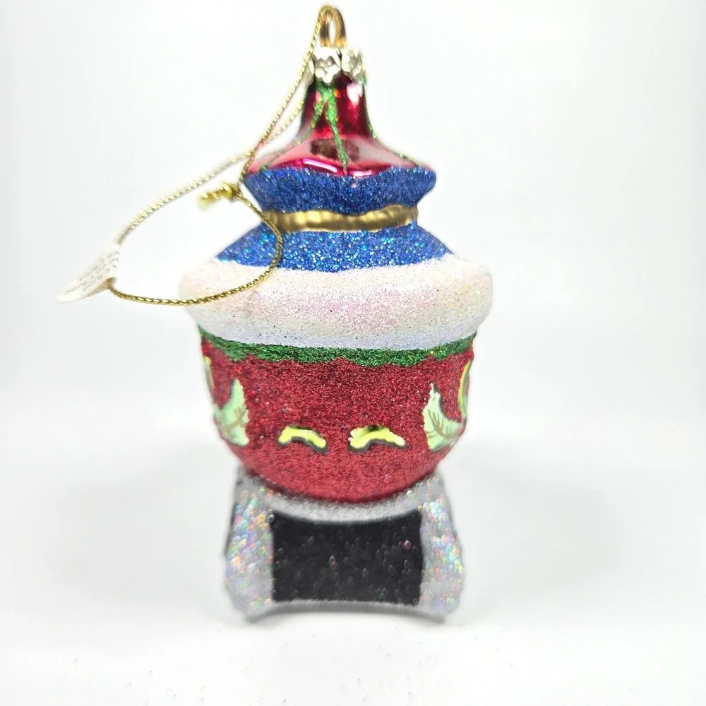 Blown Glass Christmas Ornament Santa's Sleigh Glitter Sparkle Bejeweled Costco‎